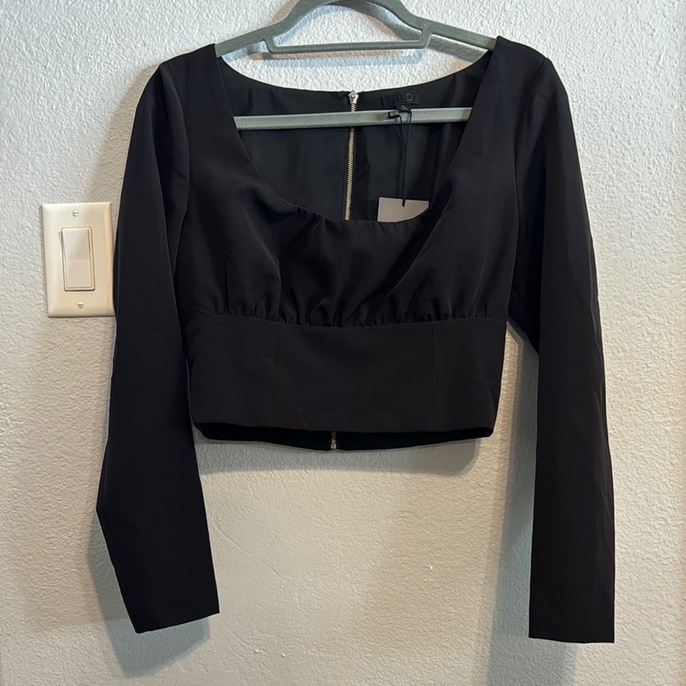 NBD Revolve Black Kasper Long Sleeve Top Size M